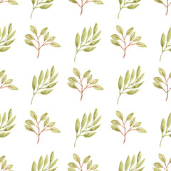 Watercolor leaf seamless pattern