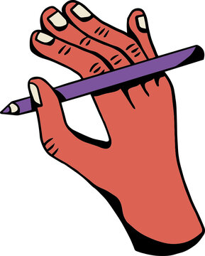 Black hand holding colored pencil