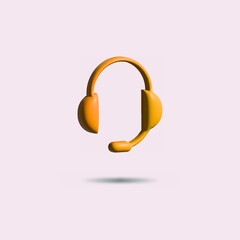 3D Headphones or Support Icon 