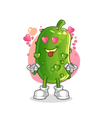 cucumber fallin love vector. cartoon character