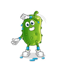 cucumber stretching character. cartoon mascot vector