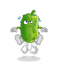 cucumber fart jumping illustration. character vector