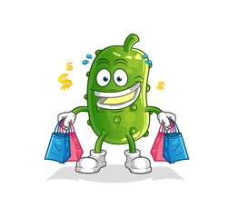 Obraz premium cucumber shoping mascot. cartoon vector