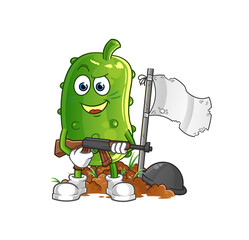 cucumber army character. cartoon mascot vector