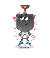 shovel head cartoon shy vector. cartoon character