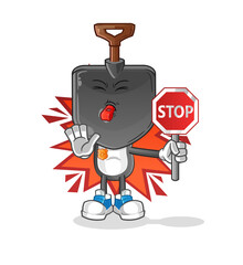 shovel head cartoon holding stop sign. cartoon mascot vector