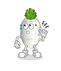 white radish eavesdropping vector. cartoon character