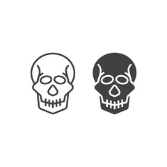 Unique human skull outline. Vector icon template