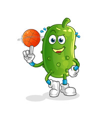 Obraz premium cucumber playing basket ball mascot. cartoon vector