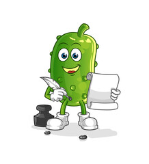 cucumber writer vector. cartoon character