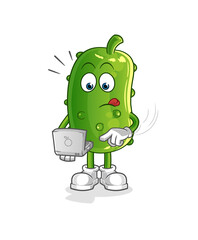 cucumber with laptop mascot. cartoon vector