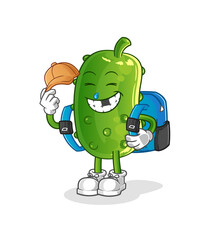 cucumber goes to school vector. cartoon character