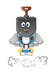 shovel head cartoon with jetpack mascot. cartoon vector