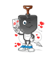shovel head cartoon hold love letter illustration. character vector