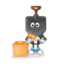 shovel head cartoon judge holds gavel. character vector