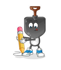 shovel head cartoon write with pencil. cartoon mascot vector