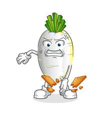 white radish karate mascot. cartoon vector