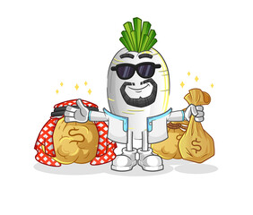 white radish rich arabian mascot. cartoon vector