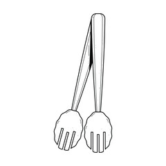 Abstract Hand Drawn Kitchen Stuff Tongs With Lid Doodle Concept Vector Design Outline Style On White Background Isolated For Cooking