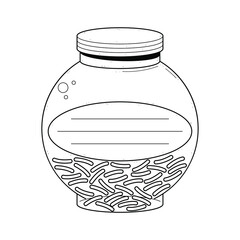 Abstract Hand Drawn Kitchen Stuff Jar Of Spices Doodle Concept Vector Design Outline Style On White Background Isolated For Cooking