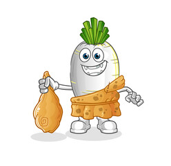 white radish ancient cartoon. cartoon mascot vector