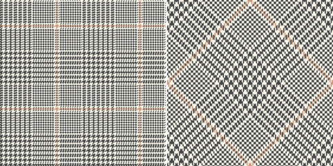 Glen check plaid pattern in grey and beige. Seamless classic tweed tartan illustration vector set for jacket, skirt, trousers, pyjamas, blanket, scarf, other spring autumn winter fashion fabric print. - obrazy, fototapety, plakaty