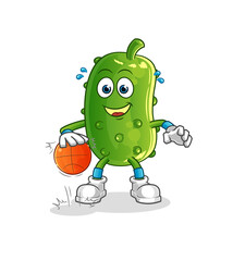 cucumber dribble basketball character. cartoon mascot vector