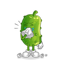 cucumber blowing nose character. cartoon mascot vector