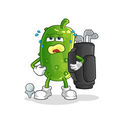cucumber with golf equipment. cartoon mascot vector