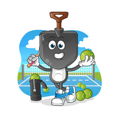 shovel head cartoon plays tennis illustration. character vector