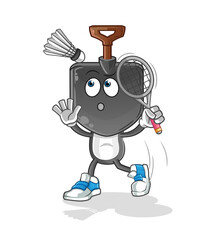 shovel head cartoon smash at badminton. cartoon mascot vector