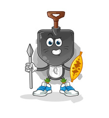 shovel head cartoon african tribal fighter mascot. cartoon vector