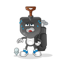 shovel head cartoon with golf equipment. cartoon mascot vector