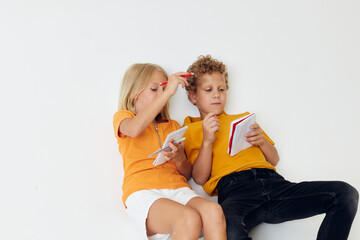 Cute preschool kids childhood entertainment drawing light background unaltered