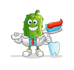 cucumber dentist illustration. character vector