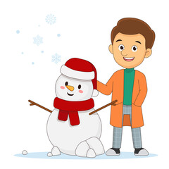 Young man on christmas showing a snowflake