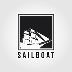 creative Sailboat logo design Vector template