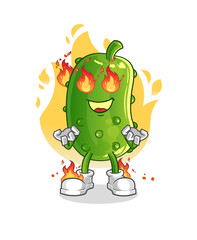 cucumber on fire mascot. cartoon vector