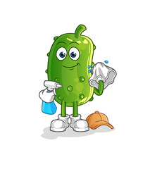 cucumber cleaner vector. cartoon character