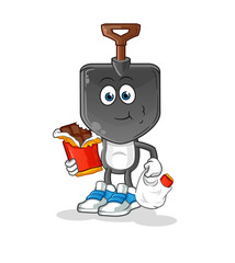 shovel head cartoon eat chocolate mascot. cartoon vector