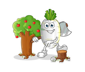 white radish Carpenter illustration. character vector