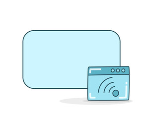 blank note board with web and wifi icon vector illlustration