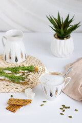 A proper breakfast with a cup of coffee and toast