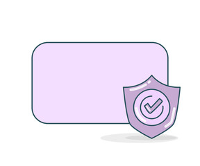 blank note board with secured shield icon vector illlustration