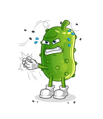 cucumber swat fly character. cartoon mascot vector