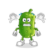 cucumber very angry mascot. cartoon vector