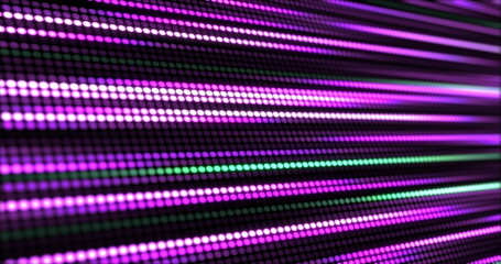 Abstract dots panel. Pink and green colors. Concept of panel with the LED bulb. Colorful dance floor.