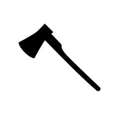 Black silhouette of an axe on a white background.
