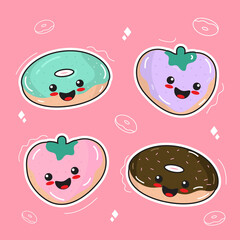 Vector illustrations Hand drawn of design cartoon characters.  stamps or stickers with abstract funny cute comic characters.