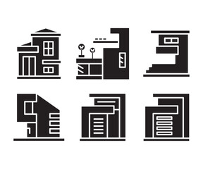Fototapeta premium modern building, office, condo, house, modern architecture design icons set